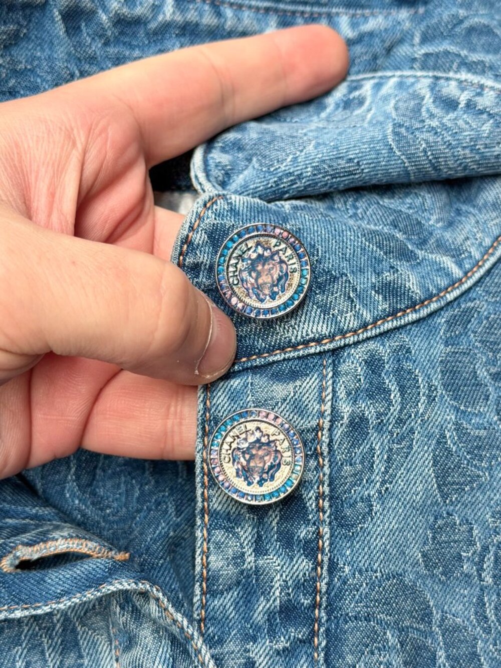Chanel Pre Spring 2023 Blue Denim Camelia Shirt Dress - Picture 6 of 11
